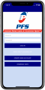 Mobile app login page