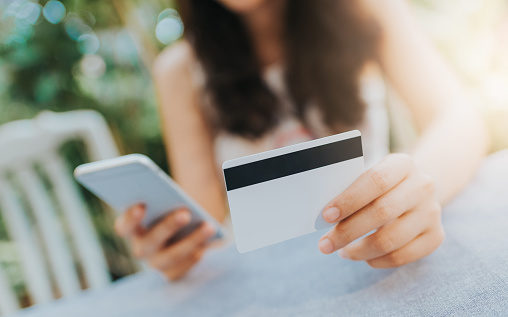Young woman online shopping